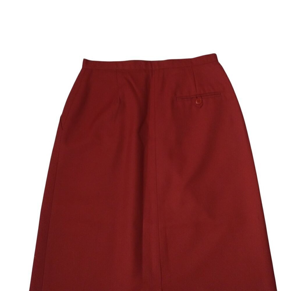 INCOGNITO Size 7/8 Red Vintage Pencil Skirt Pleated Pockets Office Midi Career - Picture 3 of 4